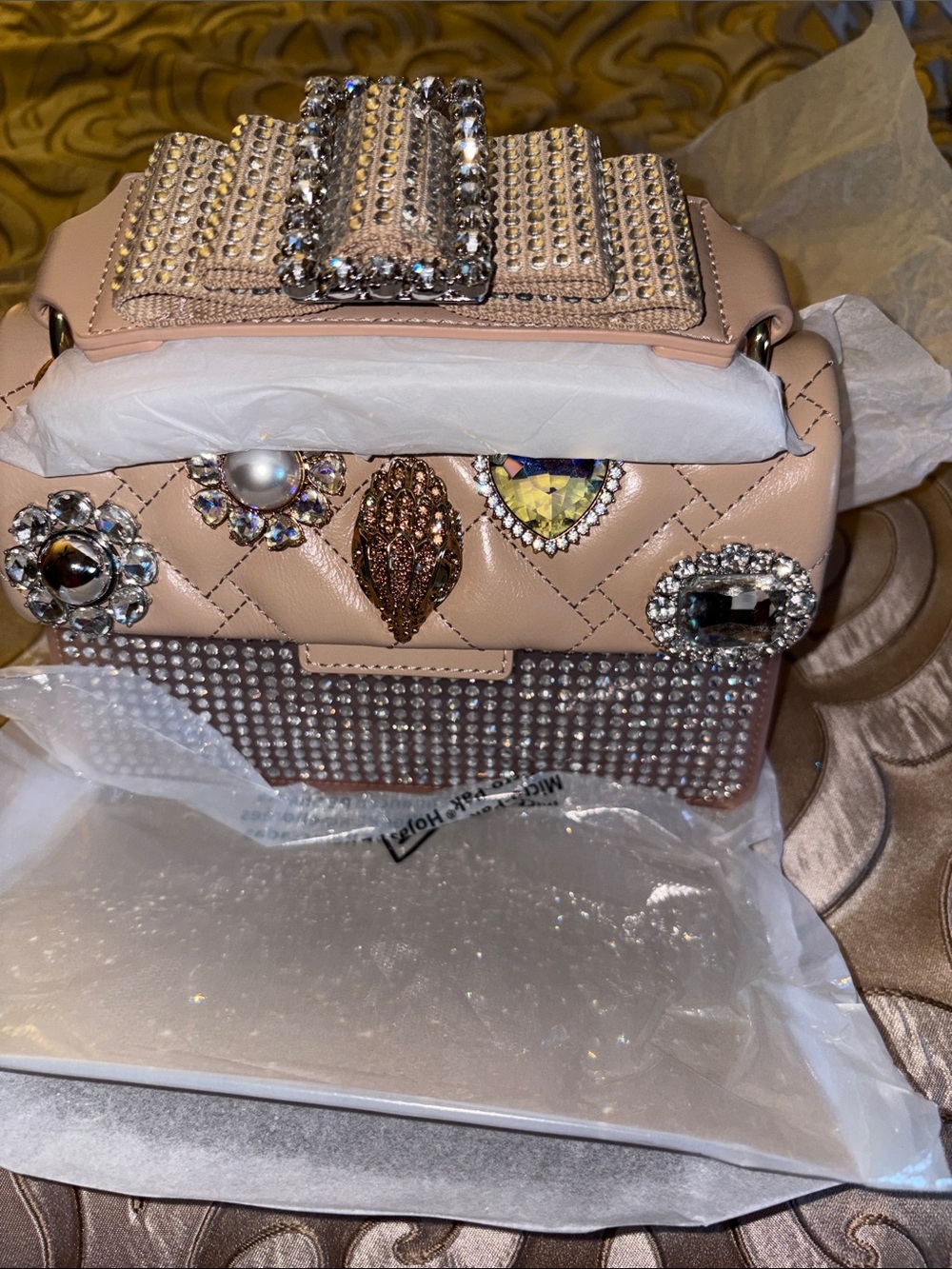 Kurt Geiger London Mini Kensington Rhinestone Handle Chain Crossbody Bag NWT